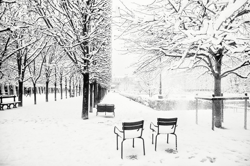 Jardin du Palais-Royal sous la neige